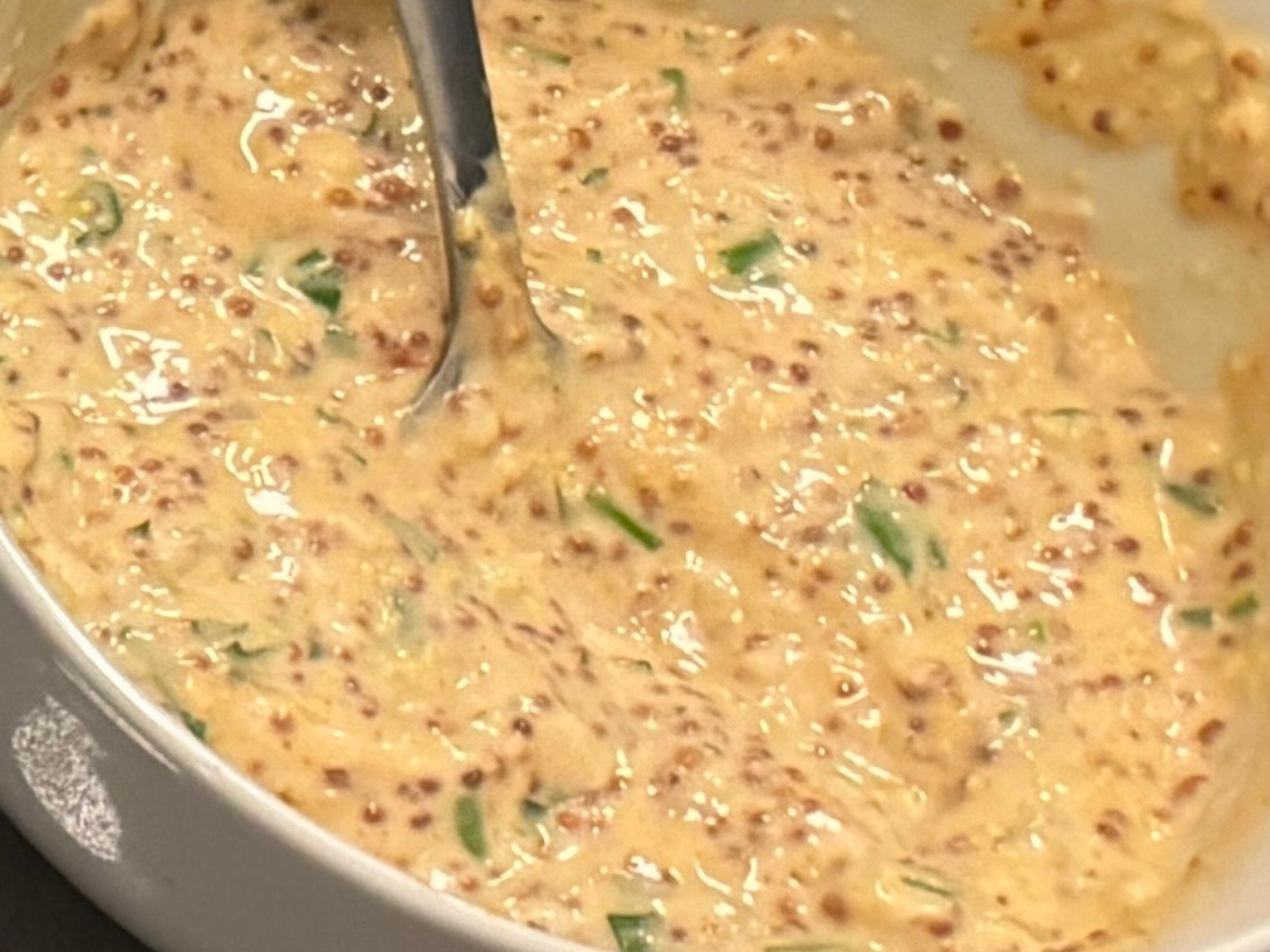 A small bowl of remoulade sauce